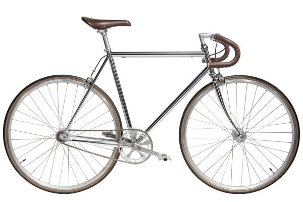 Jitensha Tokyo Chrome/Alu/Brown Single Speed Fiets