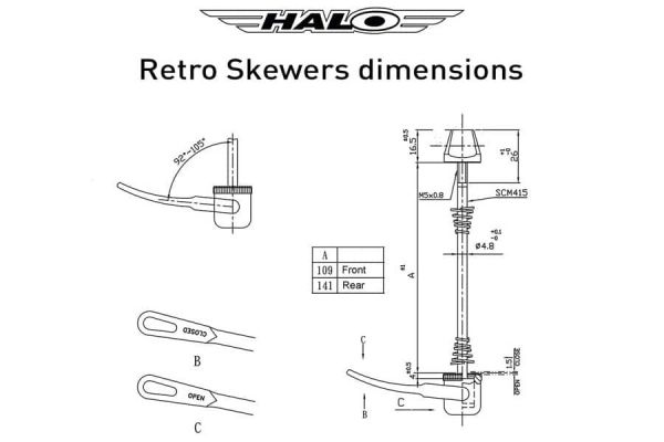 Set di skewer per sgancio rapido Halo Retro Cromato