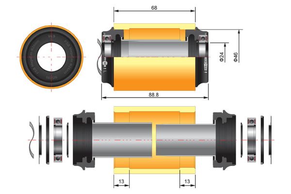 FSA PF30 Trapas 24mm - Koperen