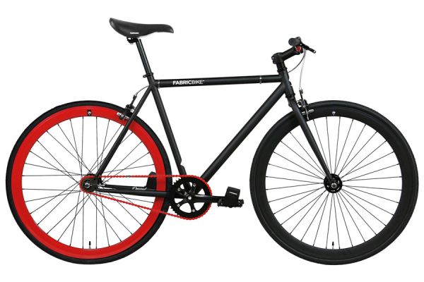 FabricBike Fixie / Singlespeed Fahrrad - Matte Black & Red 2.0