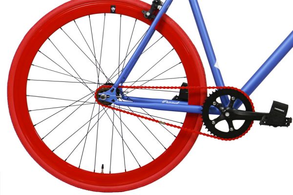 FabricBike Single Speed Bicycle - Blue & Red