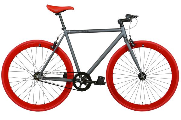 FabricBike Original Single Speed Bicycle - Graphite & Red