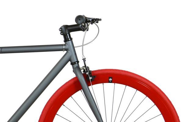 FabricBike Original Single Speed Bicycle - Graphite & Red