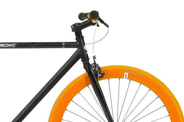 FabricBike Fixie / Singlespeed Fahrrad - Matte Black & Orange 2.0