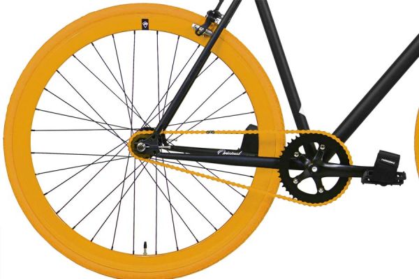 FabricBike Single Speed Bicycle - Matte Black & Orange