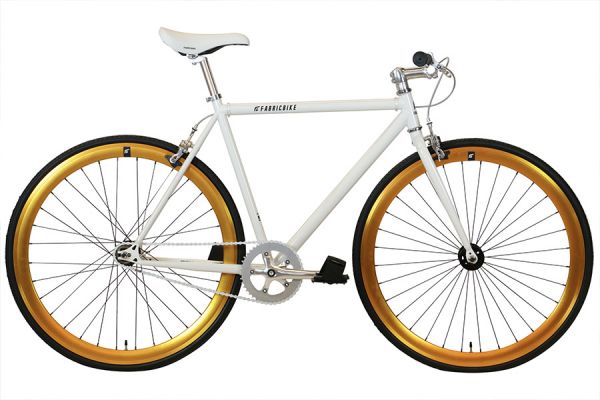 FabricBike Single Speed Bicycle - White & Gold