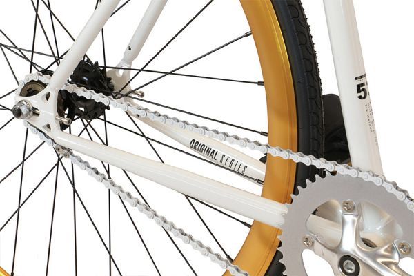 FabricBike Single Speed Bicycle - White & Gold