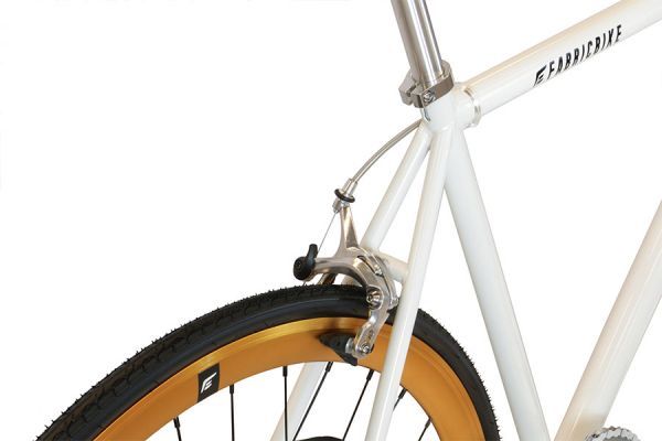 FabricBike Single Speed Bicycle - White & Gold