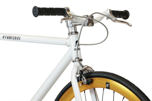 FabricBike Single Speed Bicycle - White & Gold