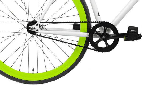 FabricBike Single Speed Bicycle - White & Green