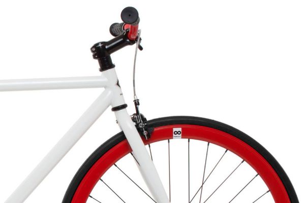 FabricBike Single Speed Bicycle - White & Red