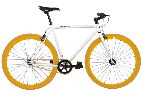 FabricBike Single Speed Bicycle - White & Orange