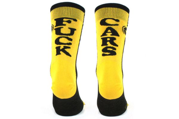 Rueda Festival Fuck Cars Cyclist Socks - Yellow