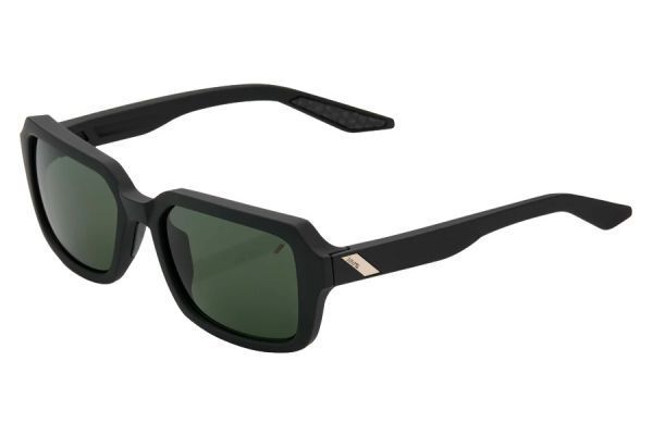 100% Rideley Sunglasses Soft Tact Black Gray Green Lens
