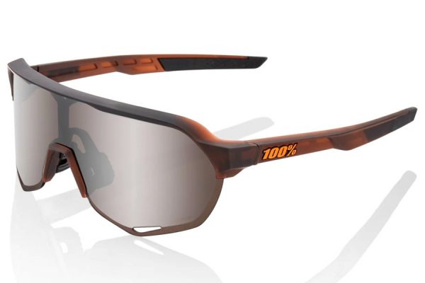 100% S2 Braune Brille - Silber verspiegelte Gläser