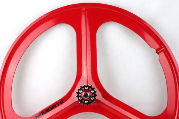 Navigate Tri Spoke Rear Fixie Wheel - Red