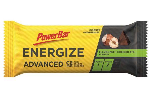 Barrita energética PowerBar Energize Advanced Chocolate con Avellanas x25