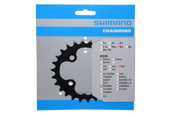 Shimano Deore Kettenblatt 9-fach 26Z - Schwarz