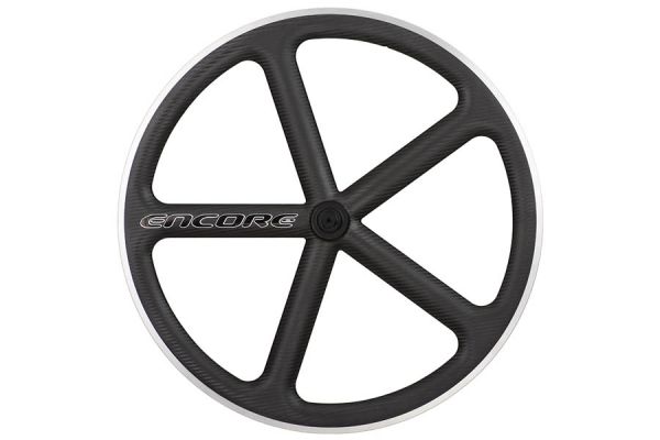 Ruota Scatto fisso Anteriore Encore 5 Razze Carbon Weave - Nero