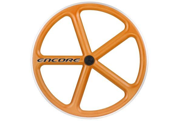 Encore 700C 5 Spoke Front Wheel - Omaha Orange - Carbon Weave