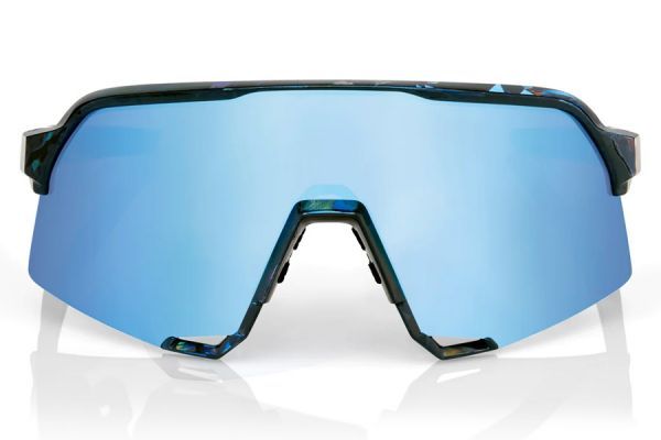 100% S3 Black Holographic Glasses - Blue Mirror Lens