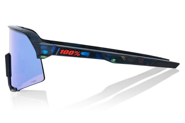 100% S3 Black Holographic Glasses - Blue Mirror Lens