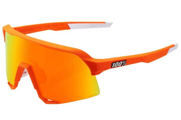 100% S3 Soft Tact Orange Glasses - Red Mirror Lens