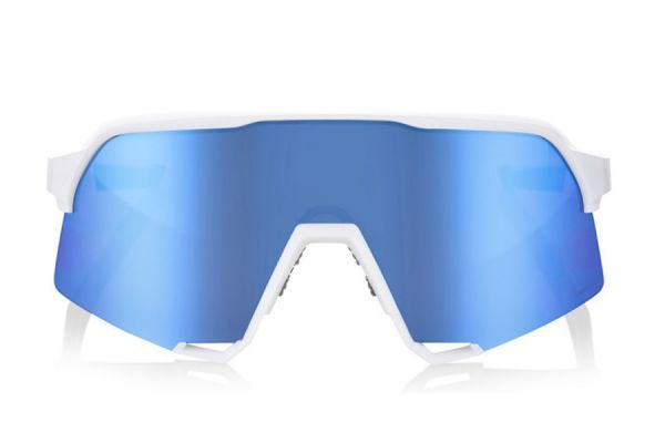 100% S3 Weiß Brille - Blau verspiegelte Gläser