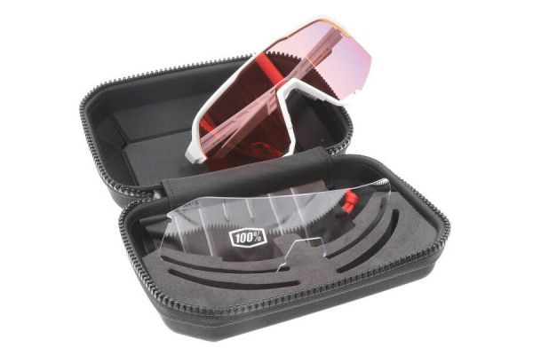 100% S3 Soft Tact Weiß Brille - Rot verspiegelte Gläser