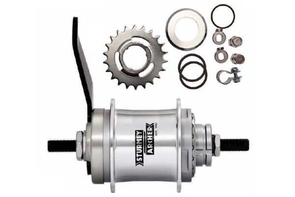 Sturmey Archer S2C Hinterradnabe Rücktrittbremse 2-Gang 36 Loch Silber