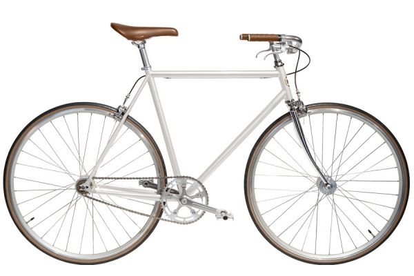 Jitensha Tokyo White/Alu/Camel Single Speed Fiets