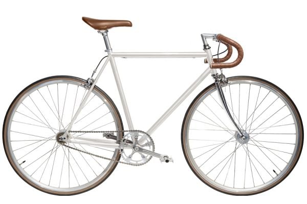 Jitensha Singlespeed ​​Fahrrad - White/Alu/Camel