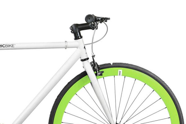 FabricBike Single Speed Bicycle - White & Green