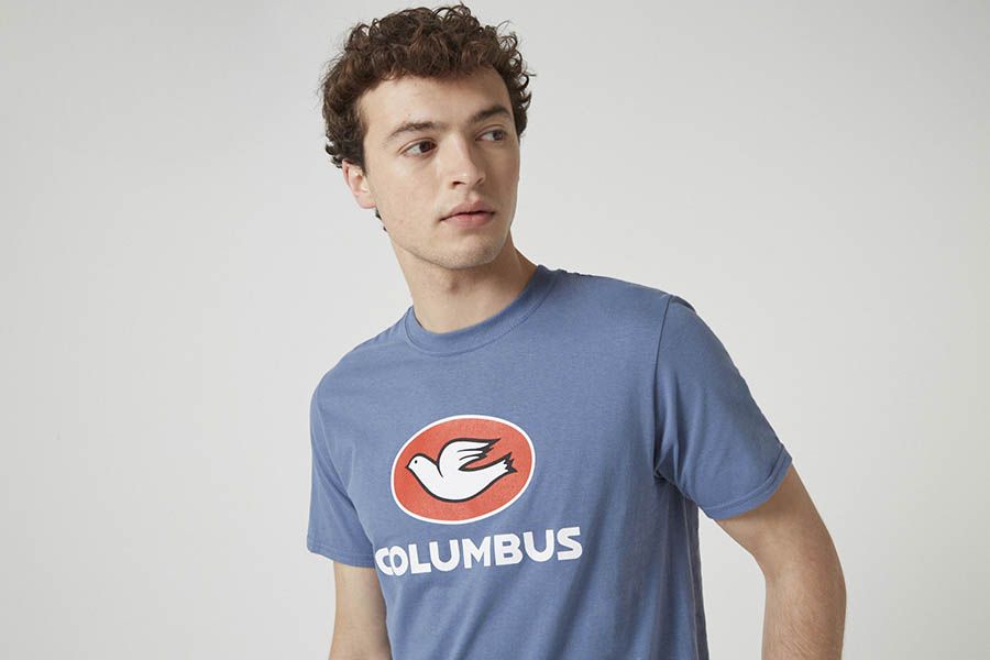 T-shirt Cinelli Columbus Steel Bleu