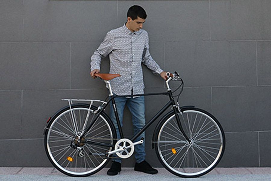 FabricBike City Classic 7-speed cykel - mat sort