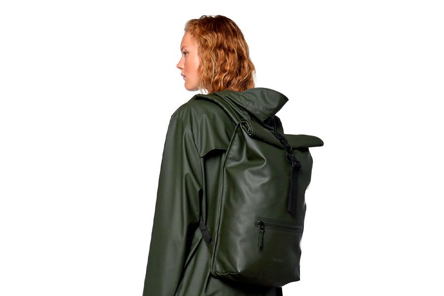 Rains Rolltop Rucksack - Grün