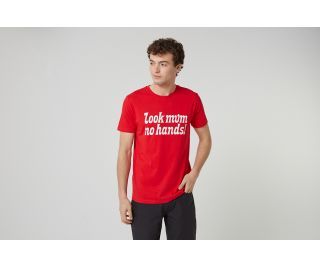 Camiseta Look Mum No Hands! Roja Blanca