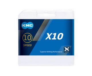 KMC X10 Chain 10S 114 Silver Links - Black