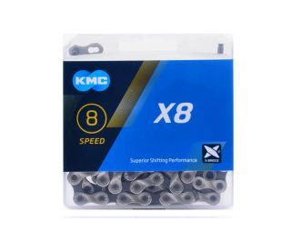 KMC X8 Chain 8S 114 Silver Links - Grey