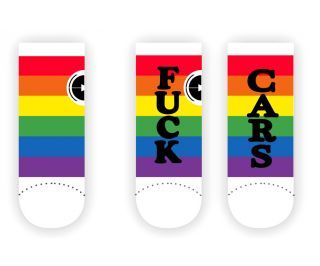 Rueda Festival Fuck Cars Cyclist Socks - Rainbow