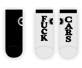 Rueda Festival Fuck Cars Cyclist Socks - White