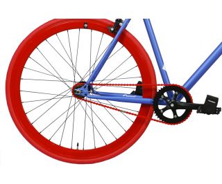 FabricBike Single Speed Bicycle - Blue & Red