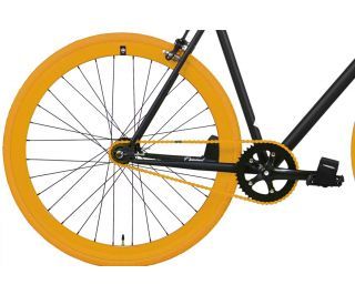 FabricBike Matte Black & Orange Fixie Bike