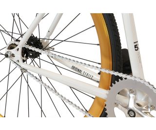 FabricBike Single Speed Bicycle - White & Gold