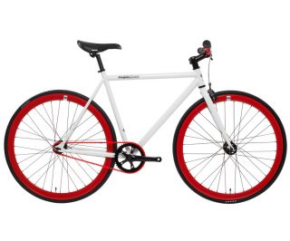 FabricBike Single Speed Bicycle - White & Red