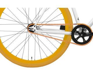 FabricBike Single Speed Bicycle - White & Orange