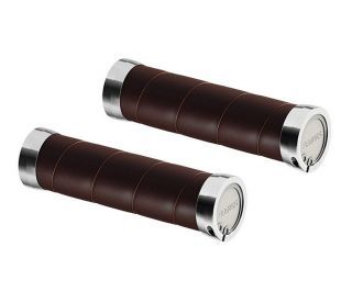 Brooks Slender Leather Handlebar Grips - Brown