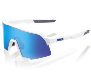 100% S3 Weiß Brille - Blau verspiegelte Gläser