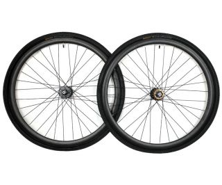 Paire de Roues Santafixie 30mm + Pneus Tracklocross 700x35C Noir