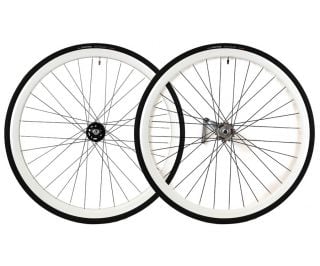 Paire de Roues Rétropédalage Santafixie 30mm + Chambres à air + Pneus Blanc